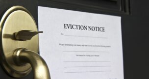 Eviction notice on front door